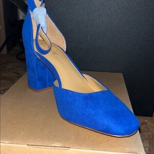 J. Crew Blue Block Heel Slingback Pumps